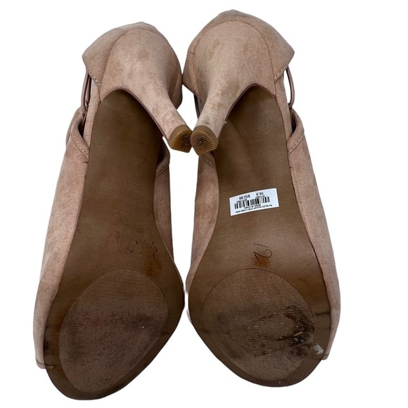 Torrid Beige Faux Suede Scallop Cut Out Open Toe Platform Stilettos Heels 10.5 - Picture 8 of 8